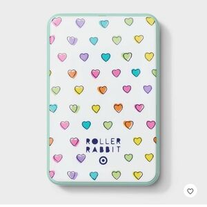 NIB ROLLER RABBIT x TARGET POWER BANK 500mAH DISCO HEARTS! White/Teal